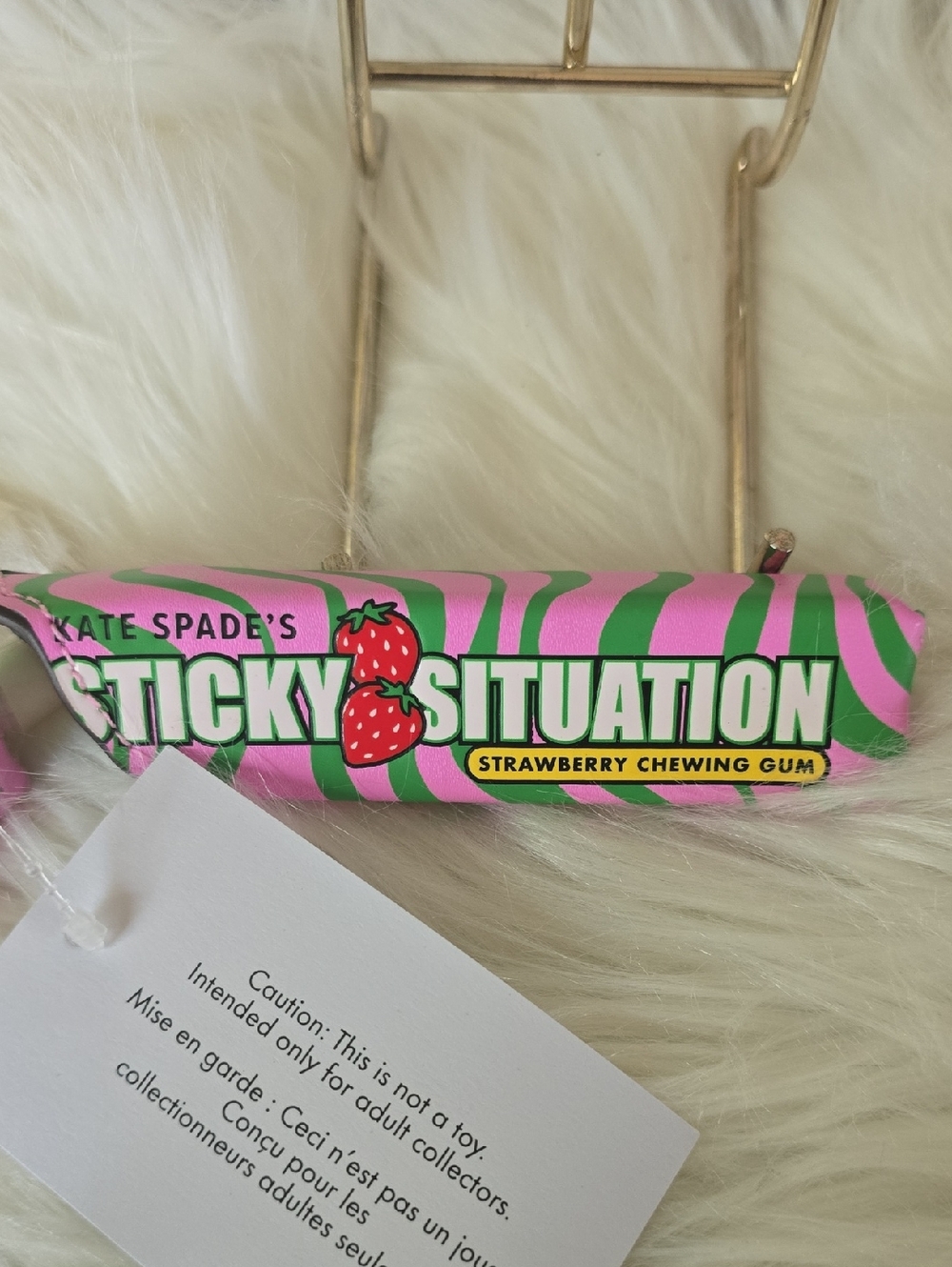 NWT Kate Spade pink and green Sticky Situation Strawberry BAG  Charm - Picture 3 of 11